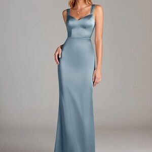Azazie Denice Dusty Blue Bridesmaid Dress | Altered | Size A14
